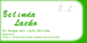 belinda lacko business card